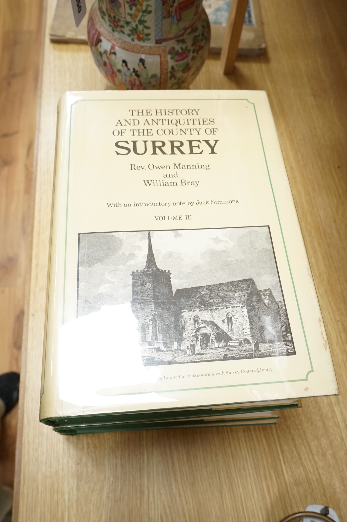 Manning, Rev. Owen & Bray, William - The History and Antiquities of the County of Surrey. Facsimile Edition, 3 vols. Introductory note by Professor Jack Simmons, reproducing the original plates, maps and pedigrees. gilt